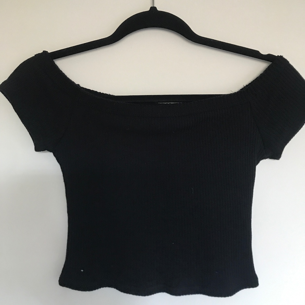 Ribbed Off the Shoulder Crop Top